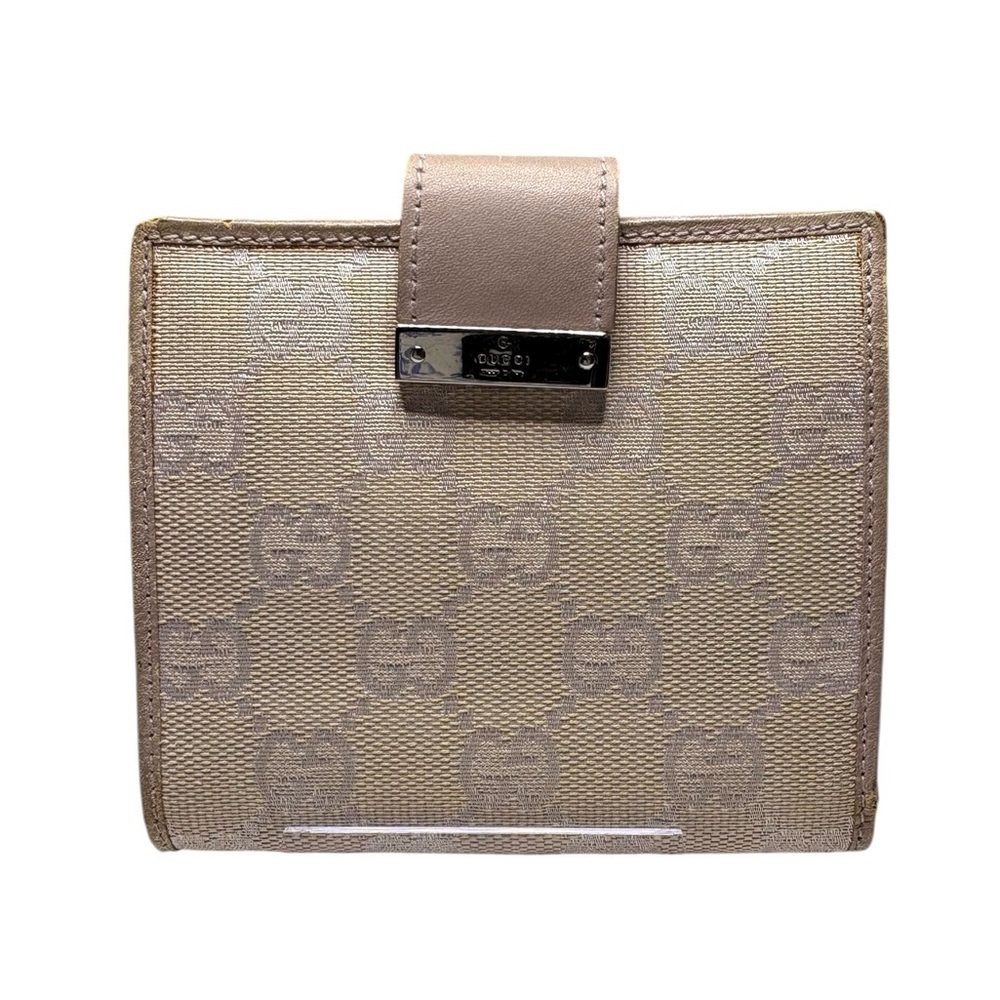 Gucci Lavender Cream GG Canvas Compact Wallet w/ Box Authentic PROJECT - Picture 2 of 14